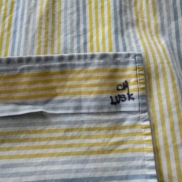 Vintage Nautica Button Down Shirt Blue Yellow Striped Oversized Preppy Cotton L - Picture 11 of 16